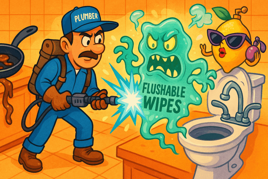 Plumbing tips illustration - plumbing urban legend cartoon Phoenix Valley